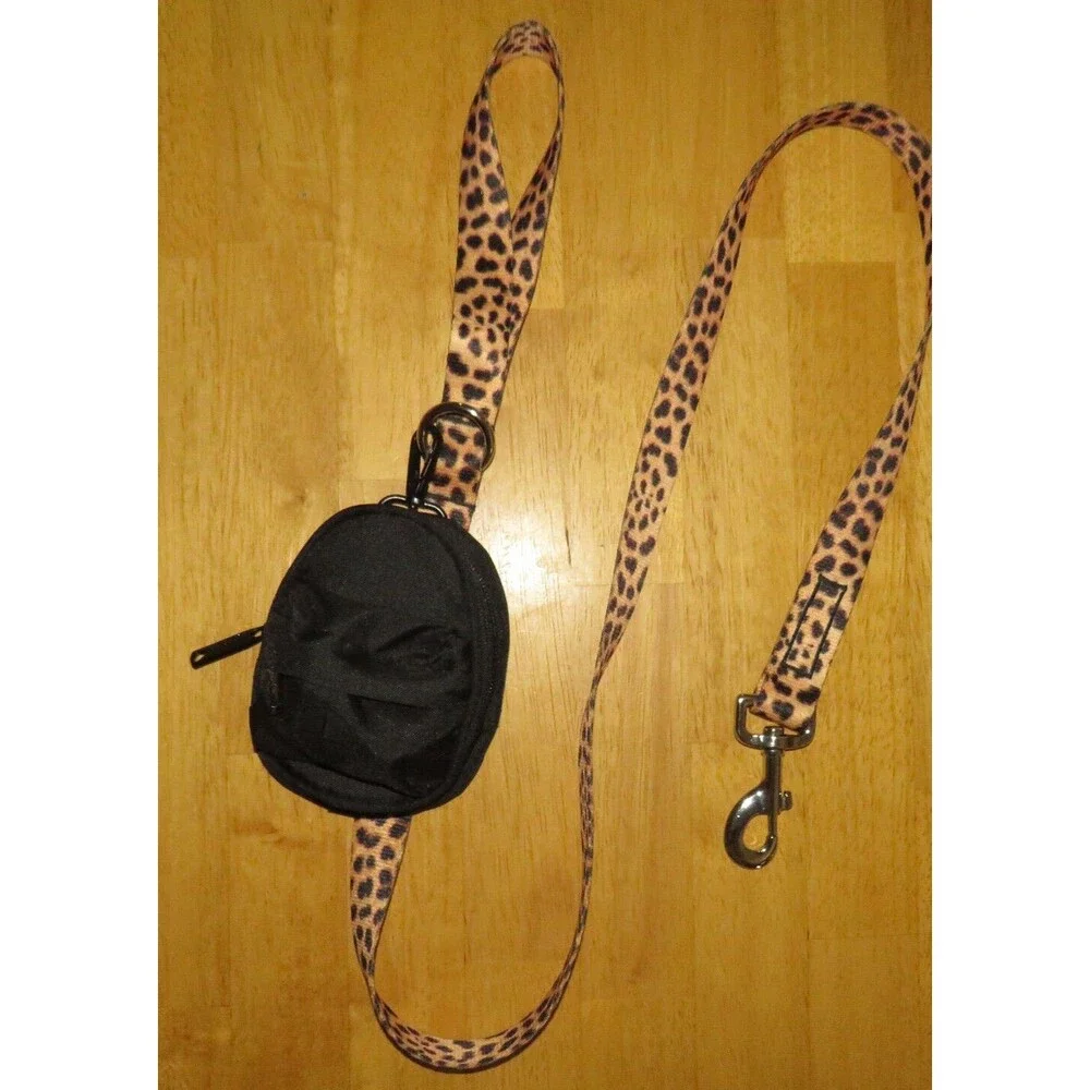 Pootsle Signature Collection Leopard Dog Leash + Mini Backpack Poo Bag Dispenser
